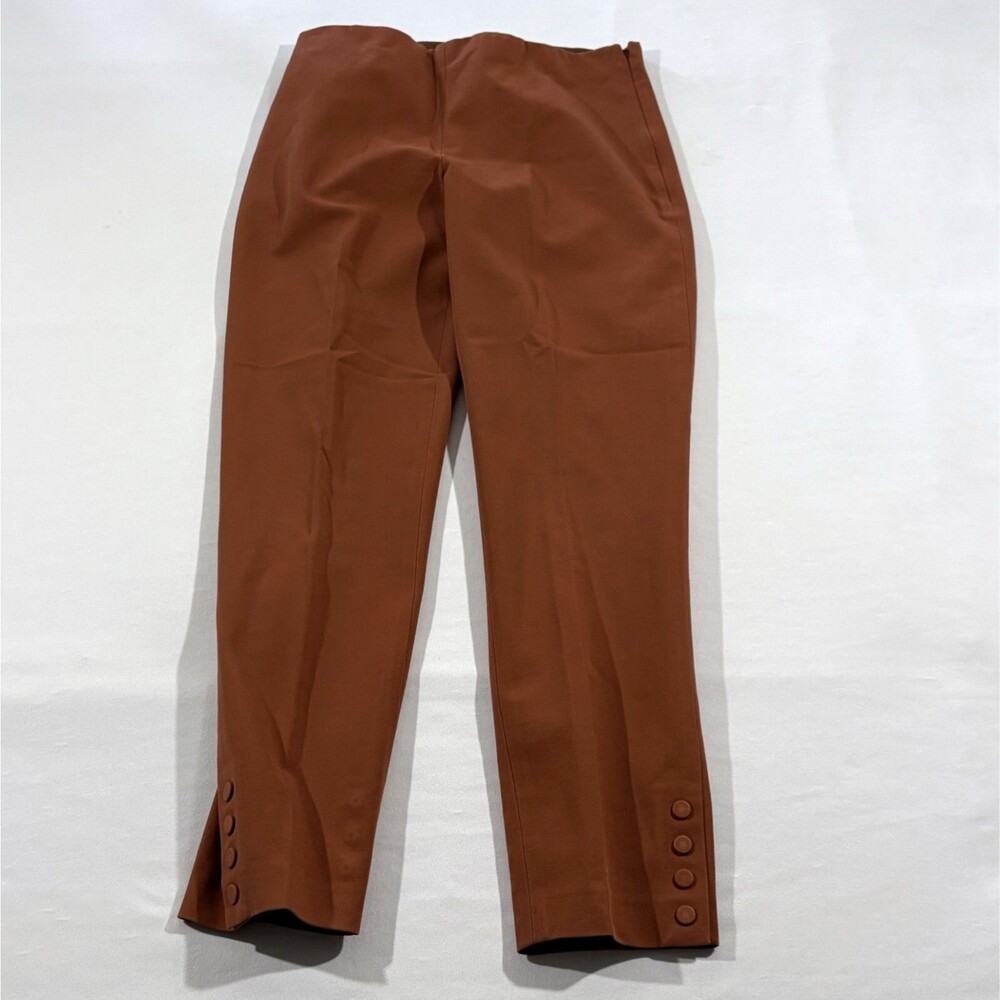 Theory Women’s Orange Snap Legging Double Stretch Pants Cotton Stretch Sz 4
